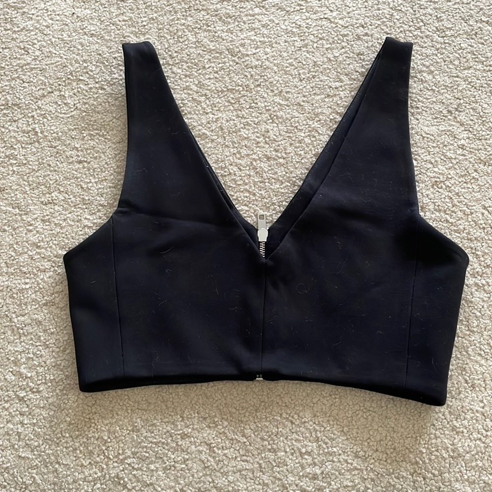 ZARA Black zipper super crop top size medium